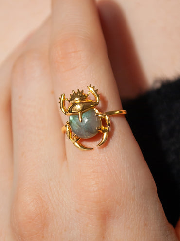 Sacred Scarab Gemstone Ring