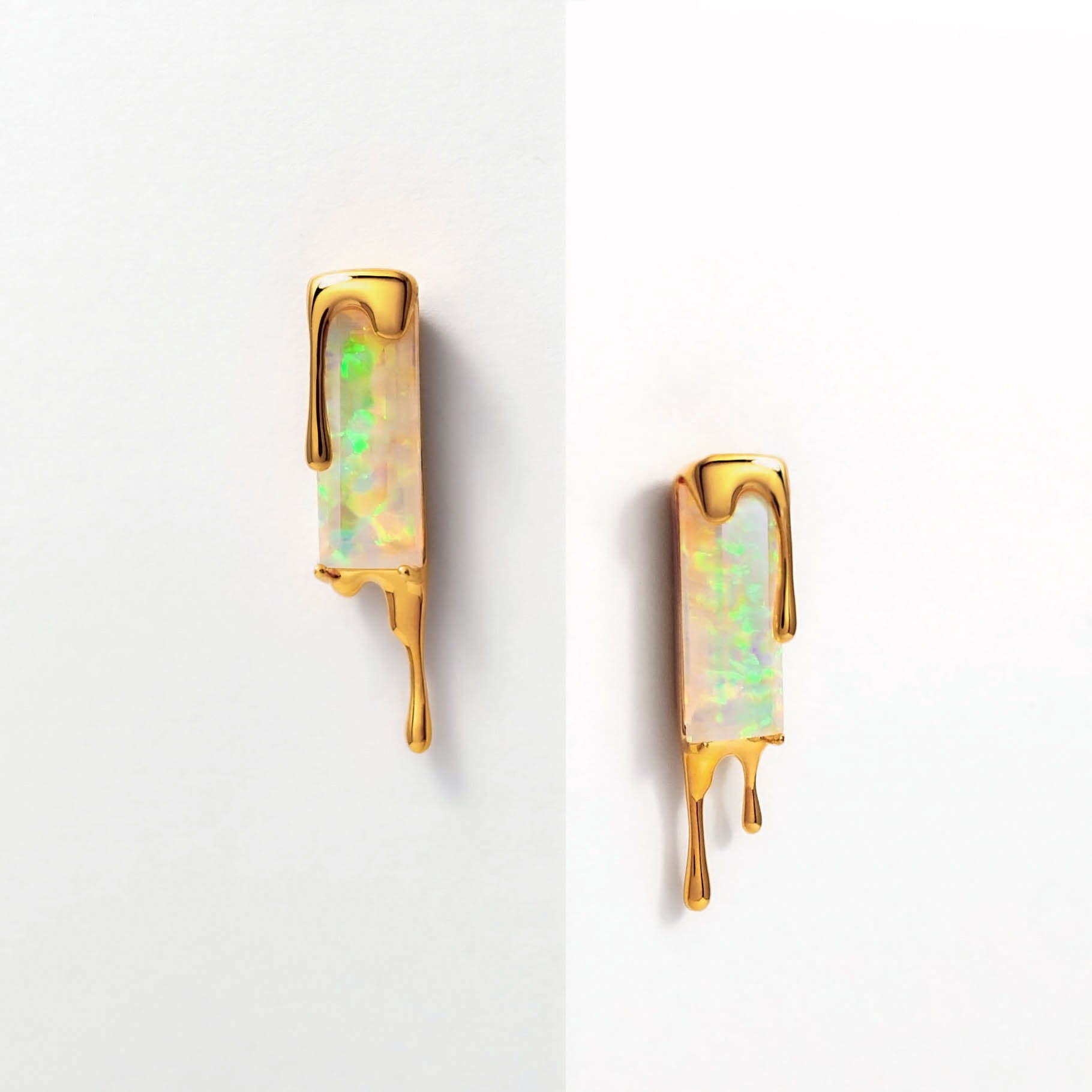 Dripping Gemstone Earrings - Gold Moonstone