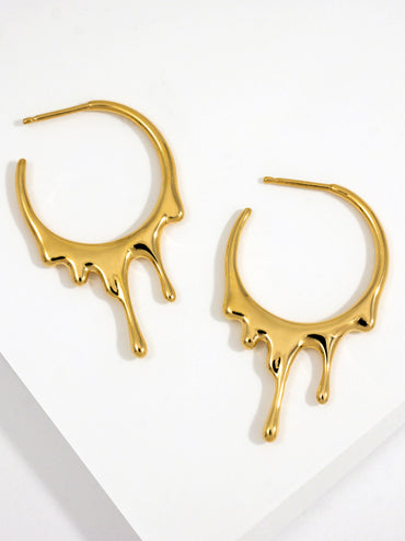 Dripping Circular S Hoop Earrings